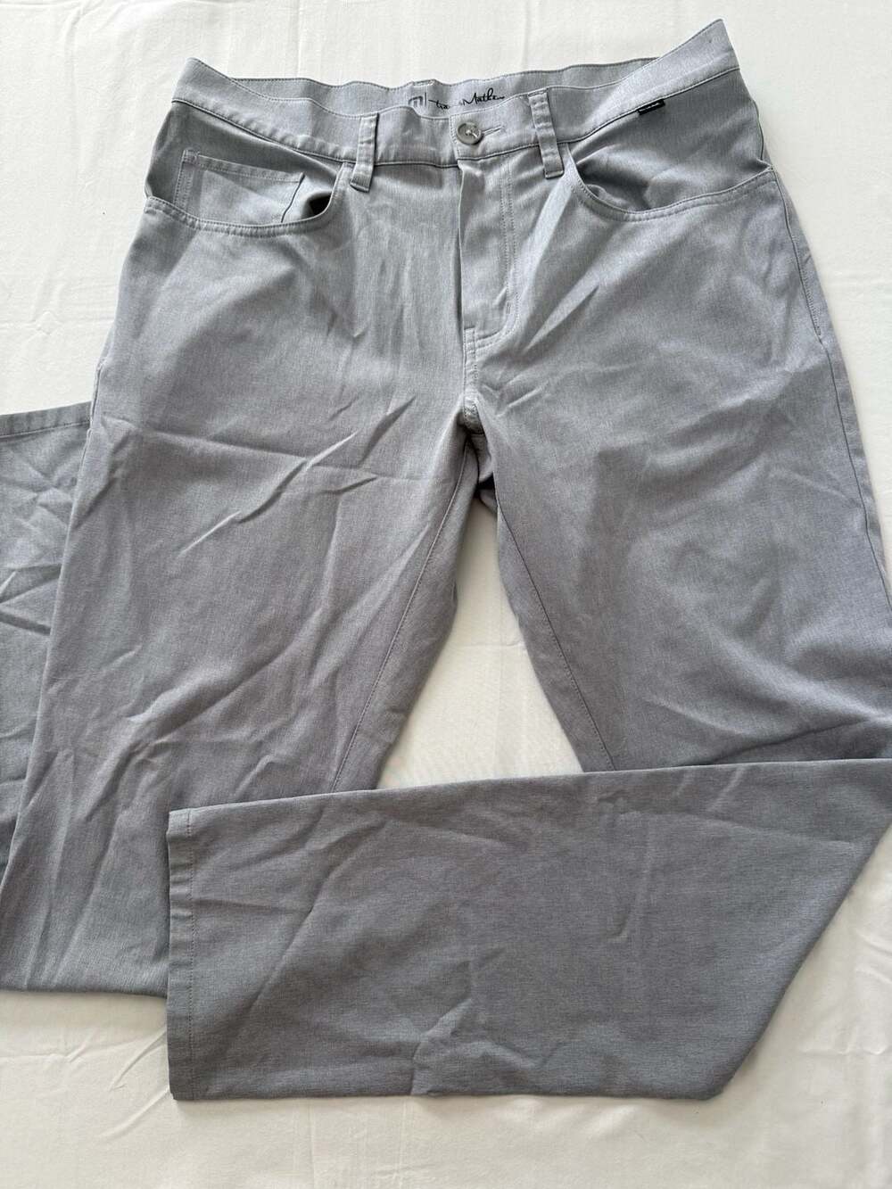 TravisMathew Men's Performance Grey Five-Pocket Pants Golf Preppy